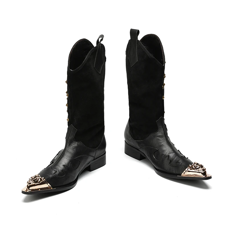 Absoluto paño hacer los deberes Wholesale NA175 Men Boots Metal Pointed Toe Leather Botas Hombre with  Buckles Punk Rock Black Ankle Length Motorcycle Short Boots From  m.alibaba.com