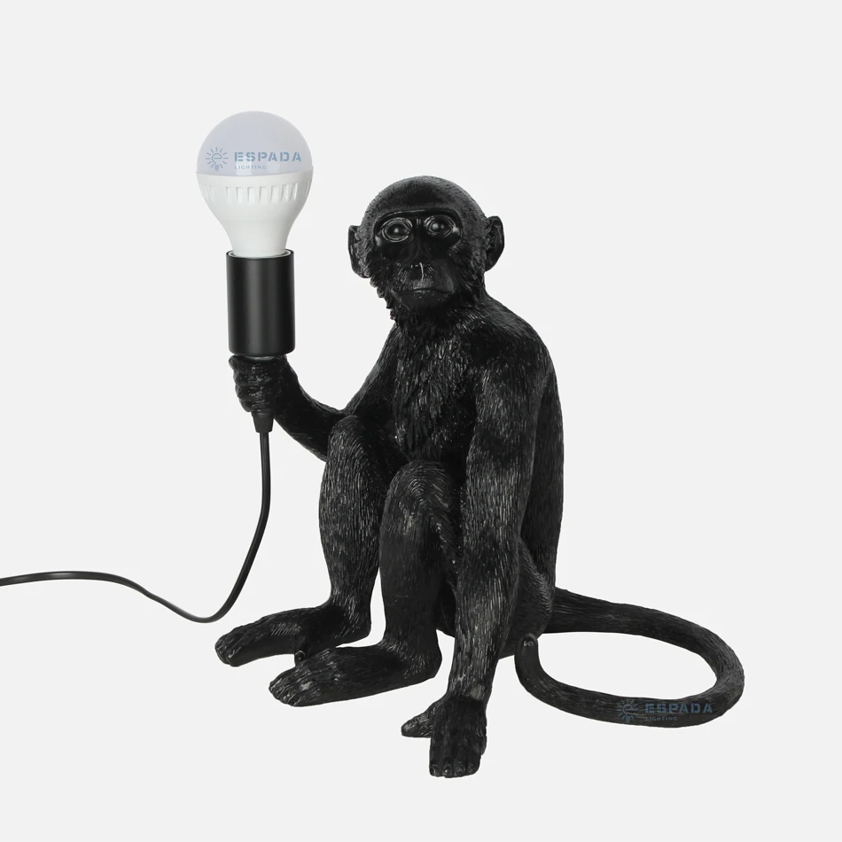 Design Lampe Unique Animal Sculpture Black Monkey Lamps Hotel Desk table light