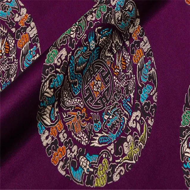 Popular Discount Price Classic Style Factory Nice Colors Traditional Chinese Dragon Jacquard Brocade Polyester Fabric for Robe