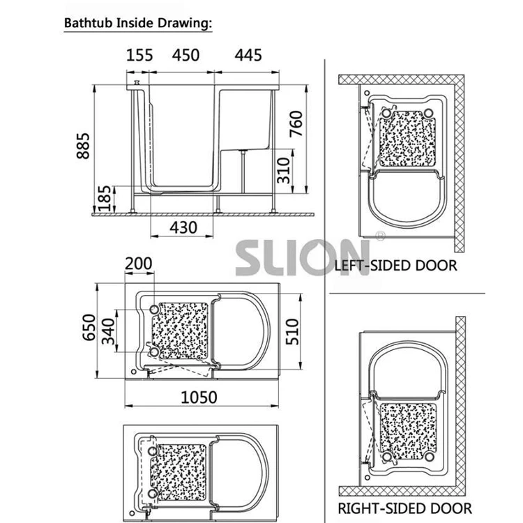 SL9160(00) FRP Walk In Bathtub factory