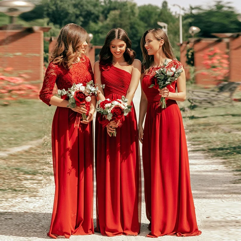 Source Vestido de dama de honor boda largo rojo infinito Convertible on