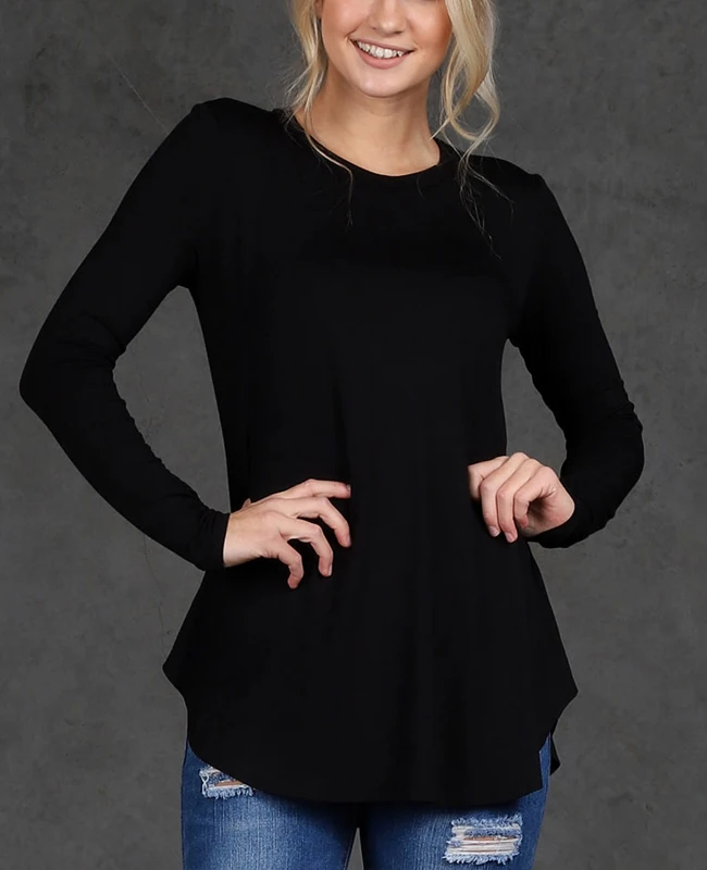 long sleeve black tunic top