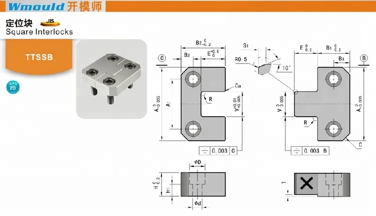 Locating Blocks Square Interlock for Plastic Mould