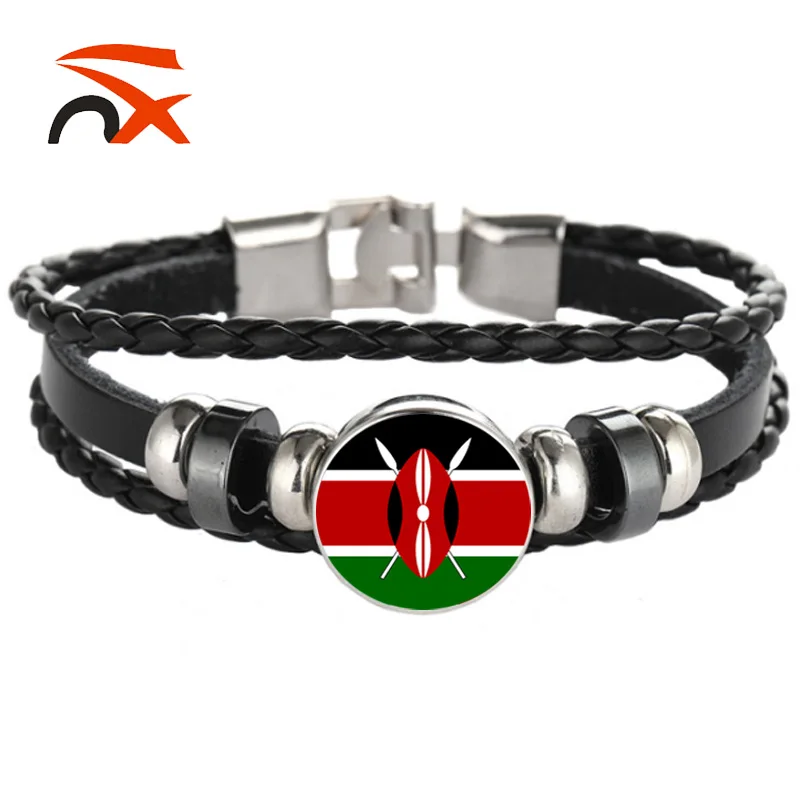 Kenya Quốc Kỳ Đen Mẫu Vòng Đeo Tay Dây Da Đen - Buy Vòng Đeo Tay ...
