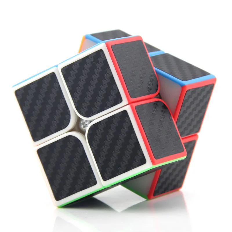 2x2x2 Puzzle Magic Cube Speed Cubes Twist Toys Carbon Fiber Sticker Black 