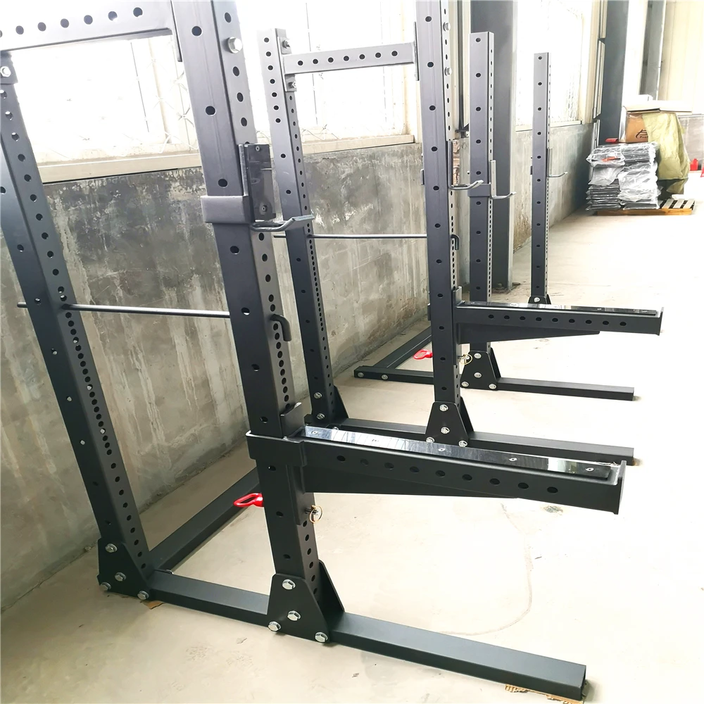 Фитнес-оборудование силовая стойка половинная для приседаний плоская регулируемая