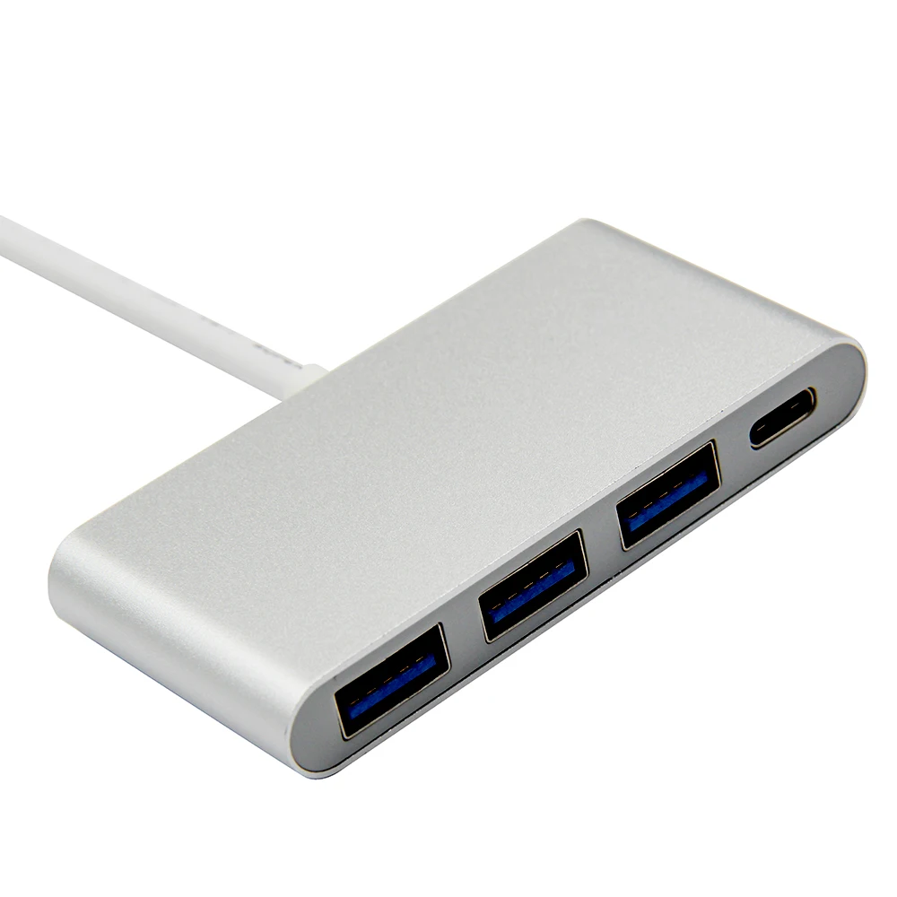 
Оптовая продажа Серебряный алюминий 3 порта Usb Hub 3,0 High Speed Usb Por концентратор Тип C зарядный хаб 