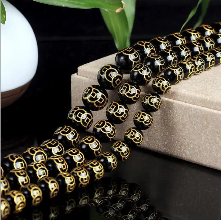 Buy Gold Engraved Coin Agate Beads,Gold 