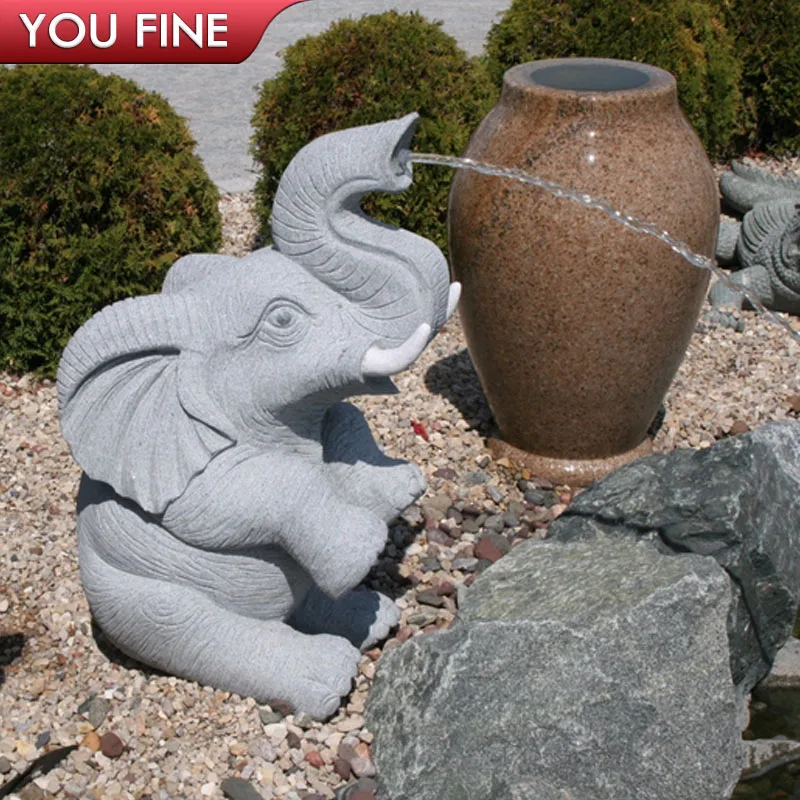 YOUFINE Carved White Marble Elephant Statue Entrance Decor for Garden Villa Commercial Building