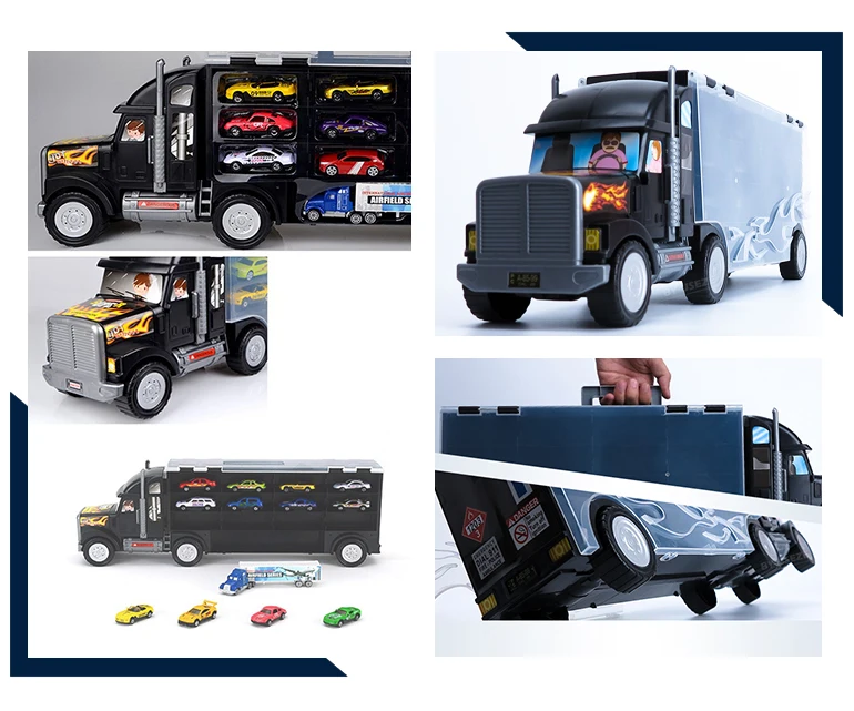 carrier vehicle toy container truck with 12 alloy cars and 1 container car
