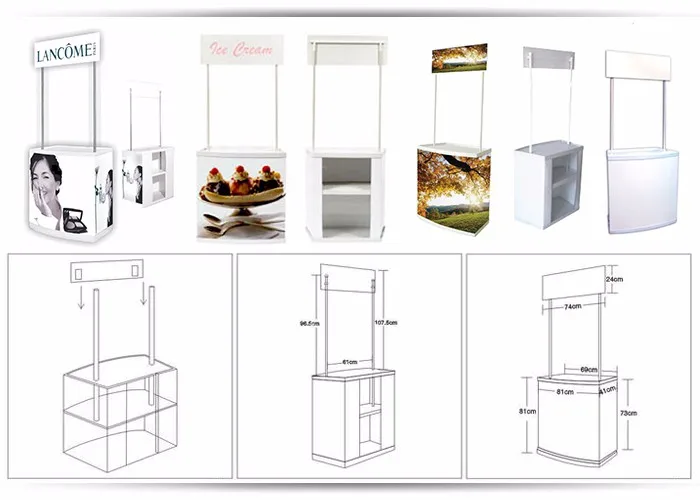 8ft custom logo aluminum showcase portable grocery advertising display booth equipment exhibition trade show counter