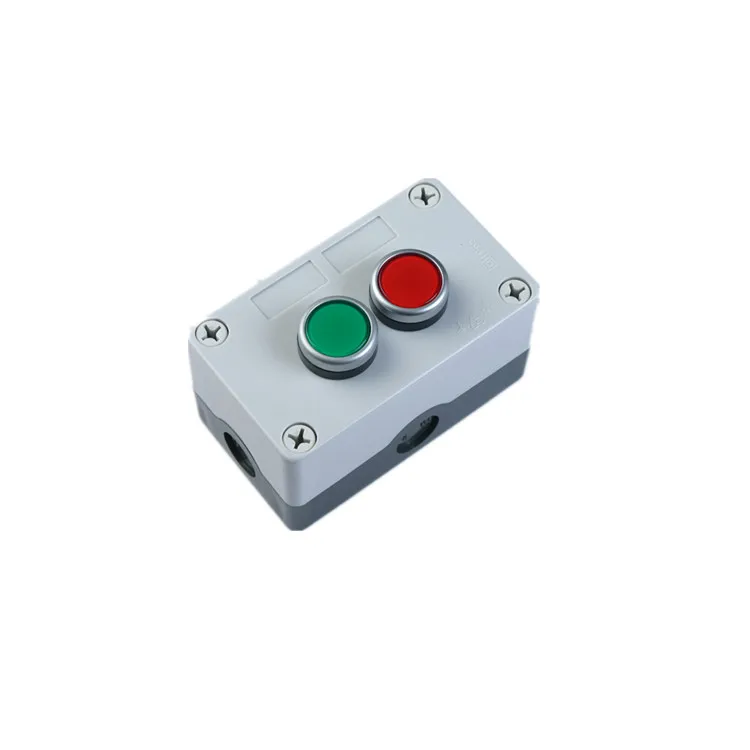 22mm 2-Hole Push Button Waterproof PC Control Box with Emergency Stop for Outdoor Use IP66 Protection Level