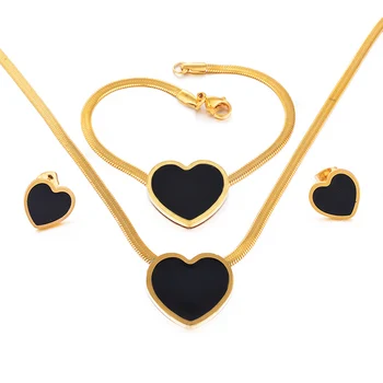 Modalen Necklace Earring And Bracelet Set Lady Jewellery Guangzhou Gold Wholesale Heart Jewelry