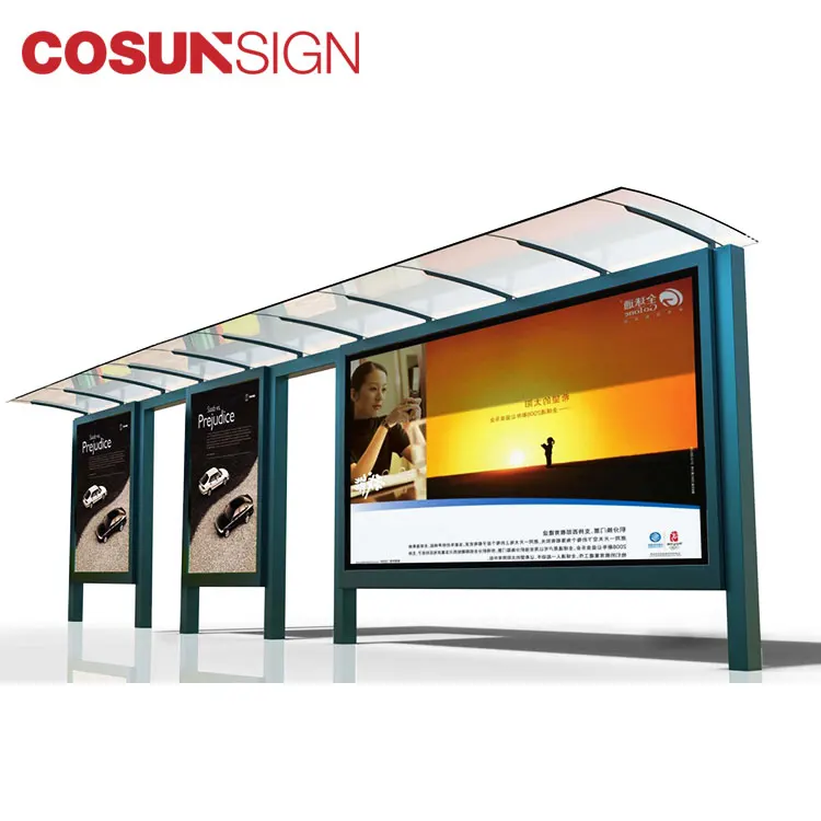 Roadside Advertising Prefabricated Solar Modern Bus Station Shelter Design
