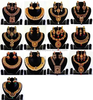 Indian kundan polki jewellery - Antique indian bridal jewellery - one gram gold jewellery -wholesale Gold plated jewelry sets