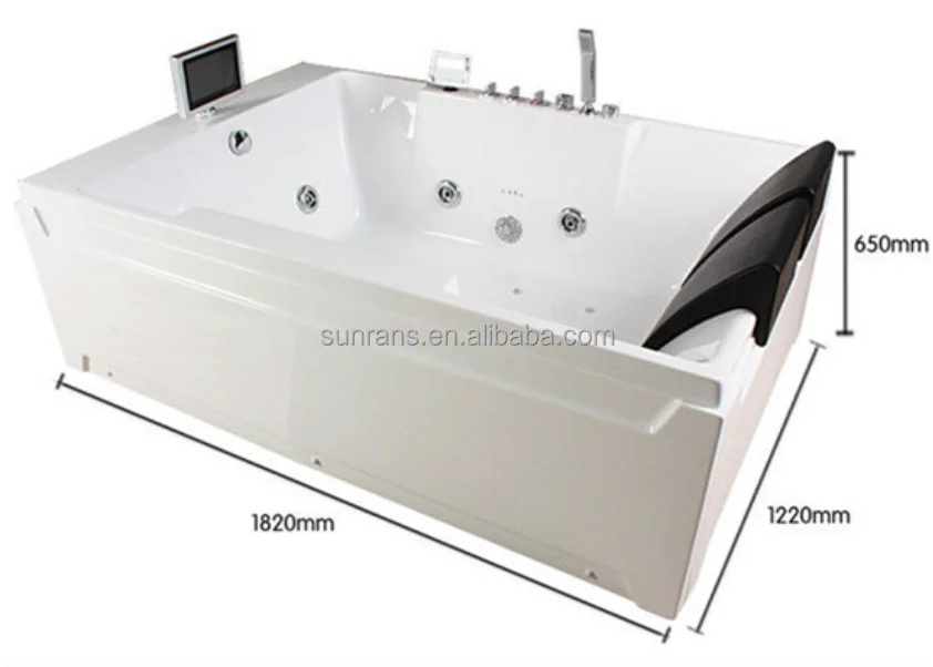 Luxury Two Person Freestanding Jetted Tub Whirlpool Sexy Couple Corner Multi Functional Acrylic Massage 2 Seater Bathtub With TV