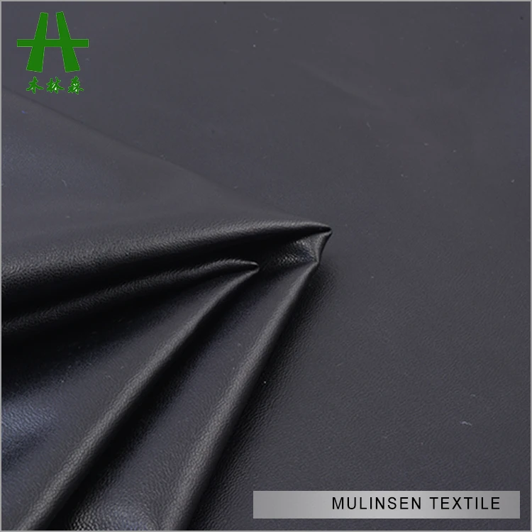 Mulinsen текстиль горячие продажи Трикотаж 75D DTY Interlock черный Джерси PU Покрытые стрейч ткань для юбки