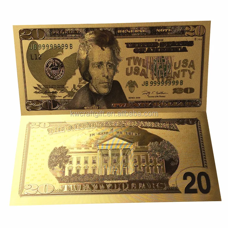 Banconota Giocattolo Dollaro 1918 Placcata Oro 1000$ – Copia Da Collezione Con Porta Banconote – Per Album E Feste A Tema