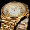 6 white dial gold strap