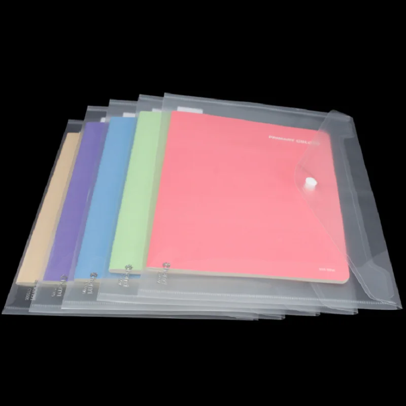Красочные A4 кнопки сумка клейкая Сумка для документов прозрачная пластиковая сумка для документов