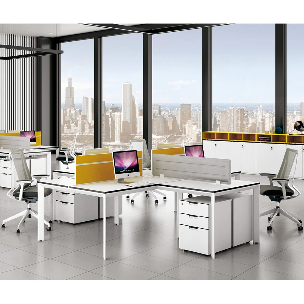 Factory custom modern 4 person office workstation computer desk with partition