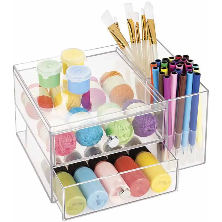 Прозрачный акриловый Настольный Органайзер с 2 ящиками