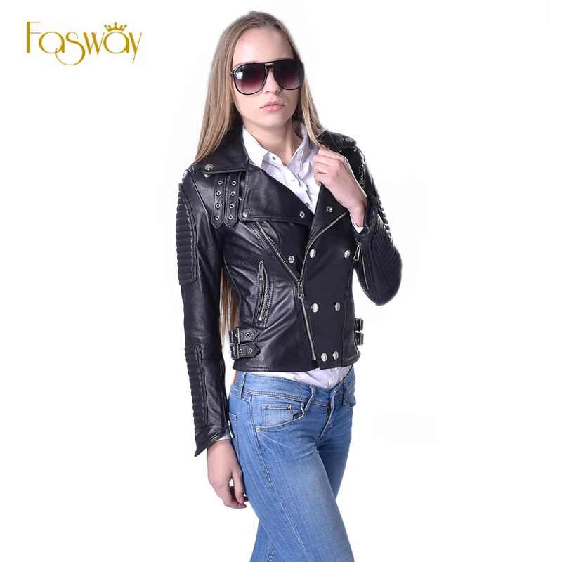 Compra chaqueta de cuero negro rojo online al por mayor de