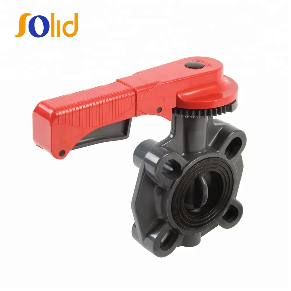 Manual Lever Hand CPVC, UPVC, PPH, PVDF Plastic water butterfly valve