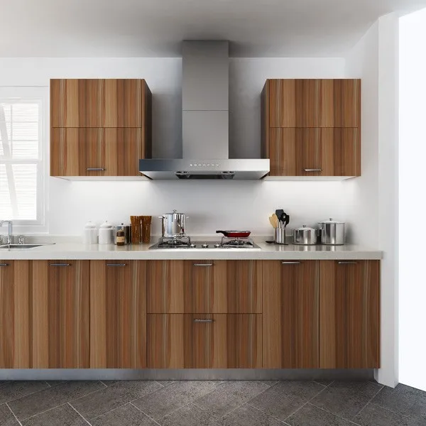 Modern Kitchen Cupboard with Melamine Board Carcase Wall Mounted Hinge Faucet and Sink-Rady Made for Kenya Project