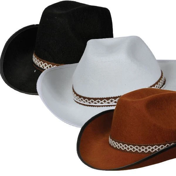 Adultos cosido Negro Sombrero De Vaquero Salvaje Oeste Western Vestido Elegante Conjunto Accesorio 