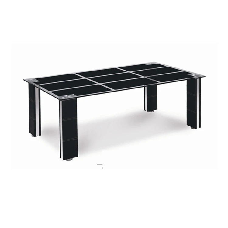 现代钢化玻璃顶部黑色绘画中心咖啡桌 - buy tempered glass coffee