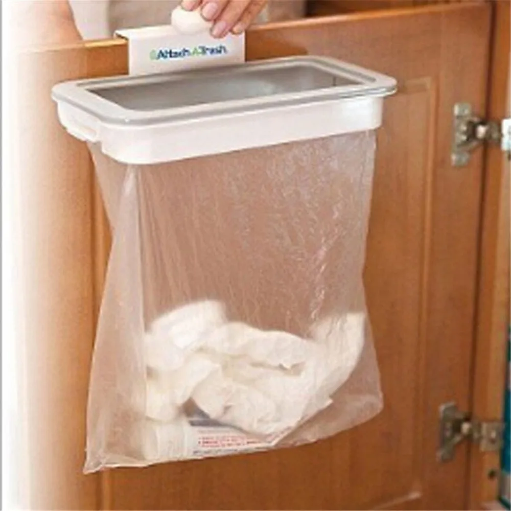 New Attach-A-Trash Hanging Trash Bag Holder Home Kitchen Dirt Rubbish Waste Bin 
