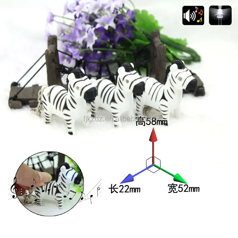 Keychain Factory zebra Keyring Horse Light up Animal Sound Led Keychain