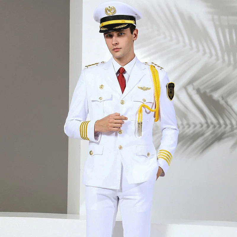 White Men's Security Guard Dress Uniform Polyester/Viscose Material Anti-Wrinkle & Breathable