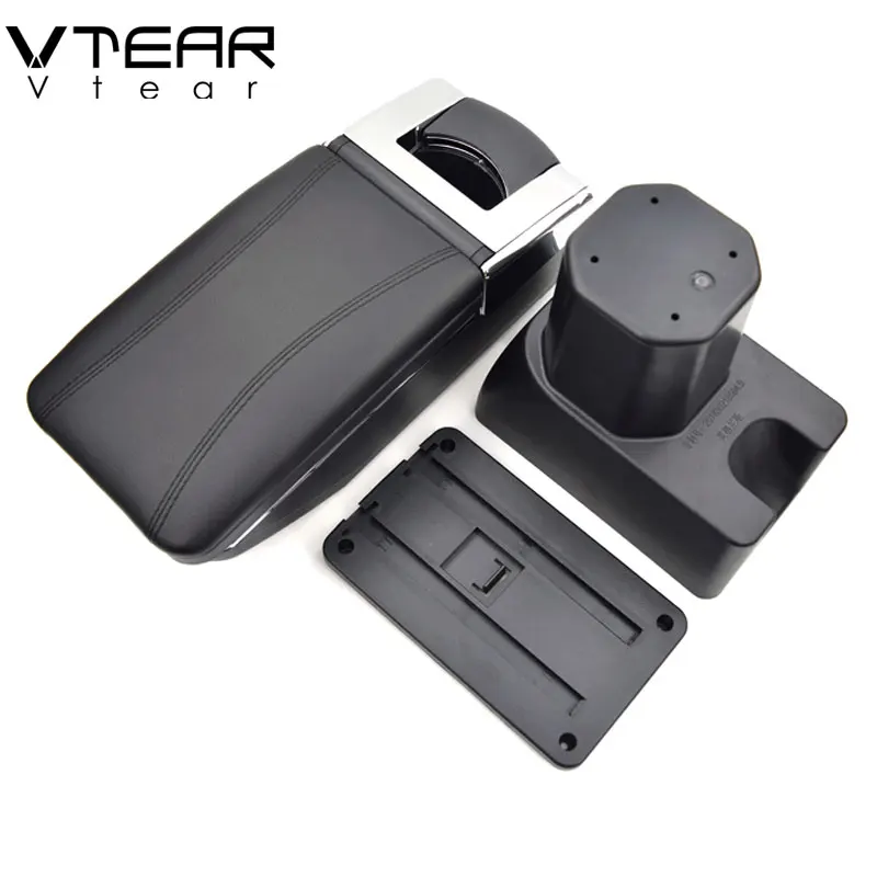 Dubbele Layer Armsteun Box Voor Golf 6 Mk6 2008-2013 Jetta Mk5 2006-2011 Vento Wagon 2009 2010 Center Console Opbergdoos met Bekerhouder Armsteun Accessoires Zwart