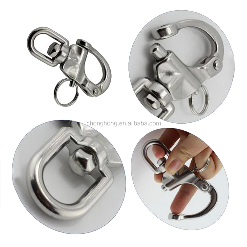 JINYII Shackle Swivel Eye Snap Quick Release Rigging Bail Sailing Boat Marine 304 Stainless Steel Clip 