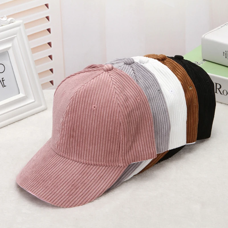 High Quality Custom Logo corduroy baseball cap hats