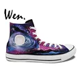 Wen Original Design Custom Hand Painted Shoes Galaxy Nebula Space Men Women s High Top Canvas