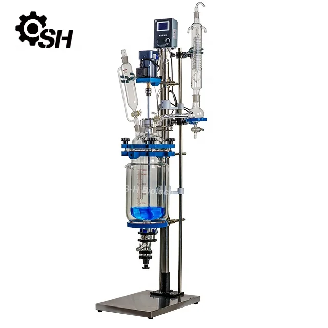 Lab Scale Jacketed Glass Reactor 500ml with Cold Trap and Chiller