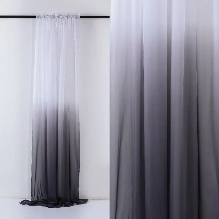 Custom Gradient Color Voile Fabric Sheer Curtains for Living Room Bedroom