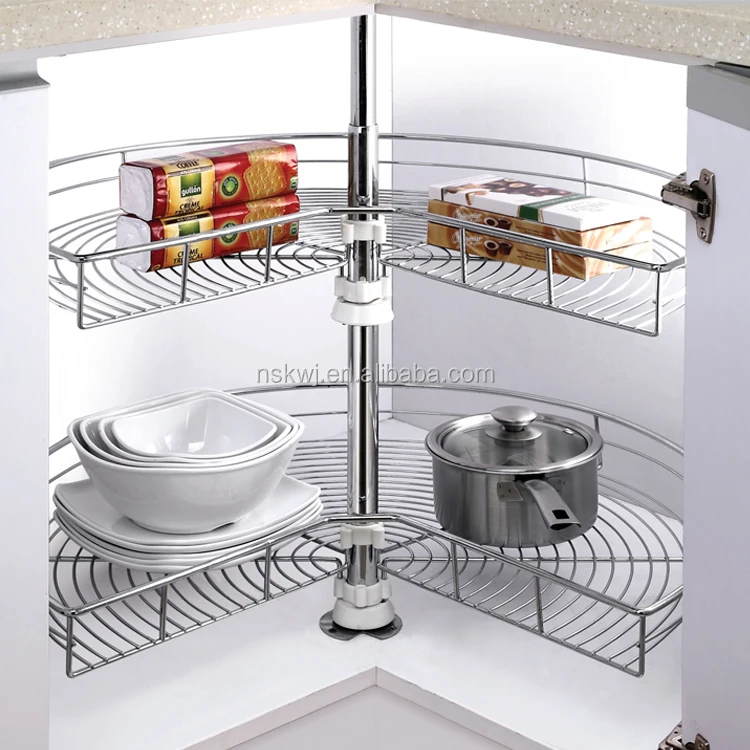 180 Degree Rotating Corner Basket Kitchen Cabinet Swivel Basket