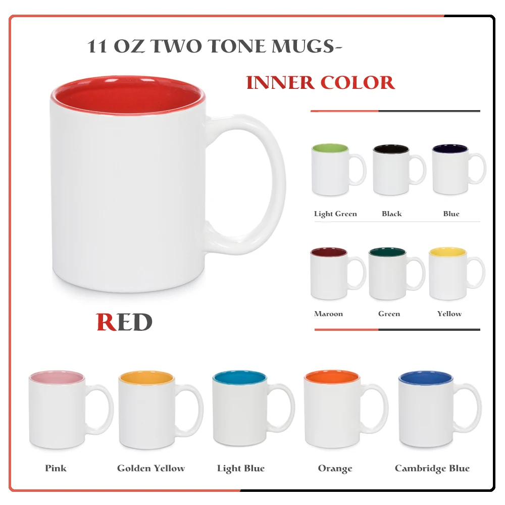 Mecolour 11oz Sublimation Mugs Inner Color Ceramic Coffee Mug with Elegant Designs