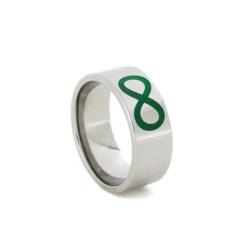 Titanium Ring Engraved with Glow-in-the-Dark Infinity Symbol,Green Lantern Ring