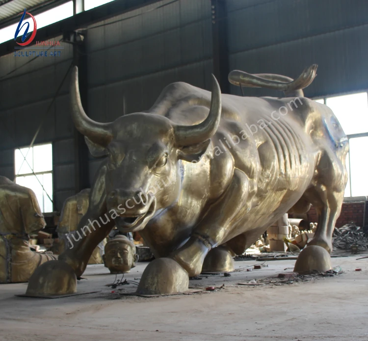 Outdoor Life Size Animal Wall Street Brass Bronze Bull Statue Sculpture