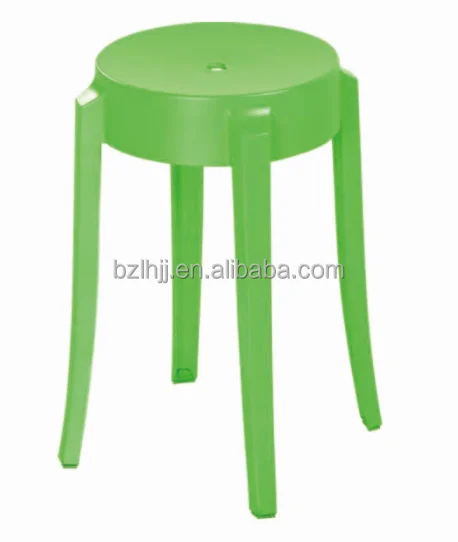 Convenient Stackable European Style Round Full PP Plastic Livingroom Stool Seating
