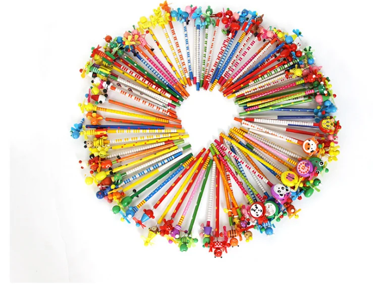 Оптовая продажа, милый 3D Деревянный карандаш с животными для школьных принадлежностей