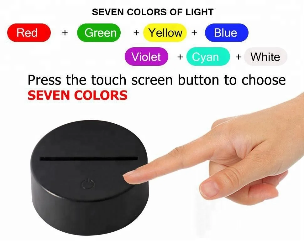 Touch Acrylic LED Night Light Base 3d Lamp Base Home Decoration Lamp for Acrylic Light