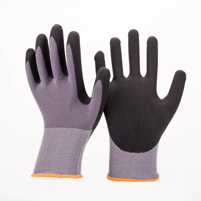 
Good Flex En388 4131 Nylon Spandex Knitted Black Sandy Nitrile Work Gloves Sandy Nitrile Coated nbr Rubber Gloves Construction 