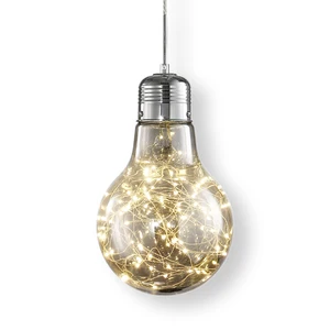 Starry Fairy Lights Bulb Shape Smokey Grey Glass LED Pendant Light