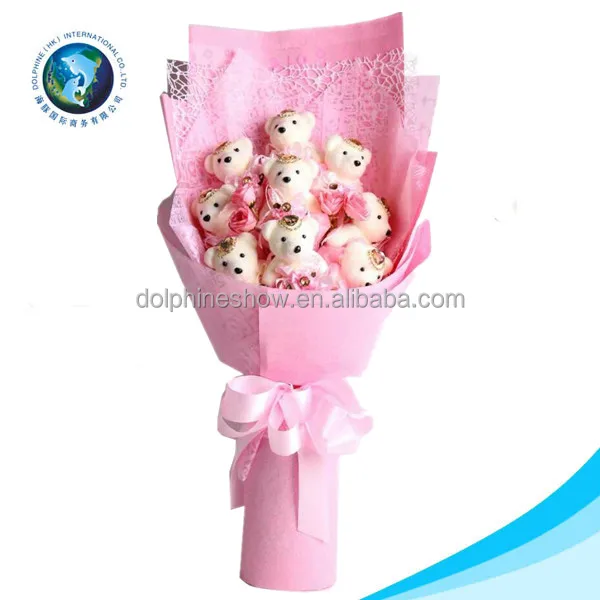 Pretty pink Stuffed Soft Plush Toy Teddy Bear Bouquet  Valentine Gift Cartoon Wedding Flower Bouquet